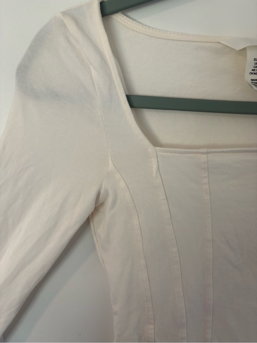 H&M Cream Long-Sleeve Square-Neck Bodysuit - XS - Picture 4 of 6